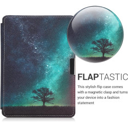 kwmobile Étui Compatible avec Kobo Aura Edition 2 Coque - Étui à Rabat magnétique Tablette eReader Similicuir - Bleu-Gris-Noir
