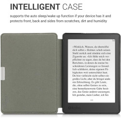 kwmobile Étui Compatible avec Kobo Aura Edition 2 Coque - Étui à Rabat magnétique Tablette eReader Similicuir - Bleu-Gris-Noir