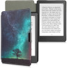 kwmobile Étui Compatible avec Kobo Aura Edition 2 Coque - Étui à Rabat magnétique Tablette eReader Similicuir - Bleu-Gris-Noir