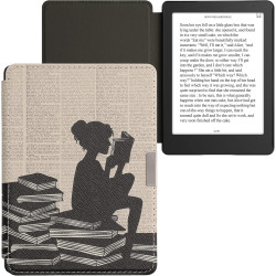 Kwmobile étui compatible avec kobo aura edition 2 coque - étui à rabat magnétique tablette ereader similicuir - noir-beige