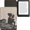 Kwmobile étui compatible avec kobo aura edition 2 coque - étui à rabat magnétique tablette ereader similicuir - noir-beige
