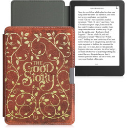Kwmobile étui compatible avec kobo aura edition 2 coque - étui à rabat magnétique tablette ereader similicuir - jaune-orange-rou