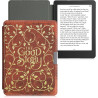 Kwmobile étui compatible avec kobo aura edition 2 coque - étui à rabat magnétique tablette ereader similicuir - jaune-orange-rou