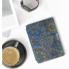kwmobile Étui Compatible avec Kobo Aura Edition 2 Coque - Étui à Rabat magnétique Tablette eReader Similicuir - Jaune-Bleu foncé