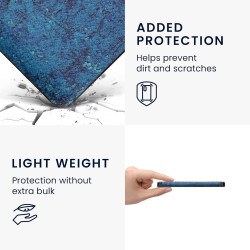 kwmobile Étui Compatible avec Kobo Aura Edition 2 Coque - Étui à Rabat magnétique Tablette eReader Similicuir - Jaune-Bleu foncé