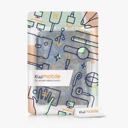 kwmobile Étui Compatible avec Kobo Aura Edition 2 Coque - Étui à Rabat magnétique Tablette eReader Similicuir - Jaune-Bleu foncé