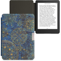 kwmobile Étui Compatible avec Kobo Aura Edition 2 Coque - Étui à Rabat magnétique Tablette eReader Similicuir - Jaune-Bleu foncé
