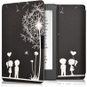 kwmobile Étui Compatible avec Kobo Aura Edition 2 Coque - Étui à Rabat magnétique Tablette eReader Similicuir - Blanc-Noir