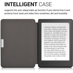 kwmobile Étui Compatible avec Kobo Aura Edition 2 Coque - Étui à Rabat magnétique Tablette eReader Similicuir - Blanc-Noir