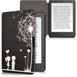 kwmobile Étui Compatible avec Kobo Aura Edition 2 Coque - Étui à Rabat magnétique Tablette eReader Similicuir - Blanc-Noir