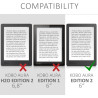 kwmobile Étui Compatible avec Kobo Aura Edition 2 Coque - Étui à Rabat magnétique Tablette eReader Similicuir - Blanc-Noir