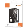 kwmobile Étui Compatible avec Kobo Aura Edition 2 Coque - Étui à Rabat magnétique Tablette eReader Similicuir - Blanc-Noir