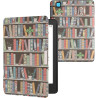 kwmobile Étui Compatible avec Kobo Aura Edition 2 Coque - Étui à Rabat magnétique Tablette eReader Similicuir - Bleu-Vert-Fuchsi