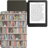 kwmobile Étui Compatible avec Kobo Aura Edition 2 Coque - Étui à Rabat magnétique Tablette eReader Similicuir - Bleu-Vert-Fuchsi
