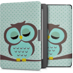 kwmobile Étui Compatible avec Kobo Aura Edition 2 Coque - Étui à Rabat magnétique Tablette eReader Similicuir - Turquoise-Marron