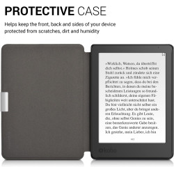 kwmobile Étui Compatible avec Kobo Aura Edition 2 Coque - Étui à Rabat magnétique Tablette eReader Similicuir - Turquoise-Marron