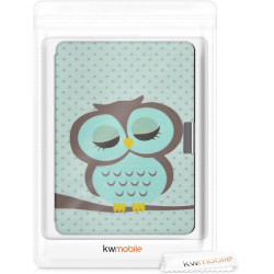kwmobile Étui Compatible avec Kobo Aura Edition 2 Coque - Étui à Rabat magnétique Tablette eReader Similicuir - Turquoise-Marron