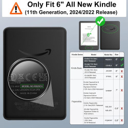 MoKo Étui Compatible avec 6" All-New Kindle (11th Generation-2022 Release), Housse de Protection Premium Flexible en TPU, Coque 