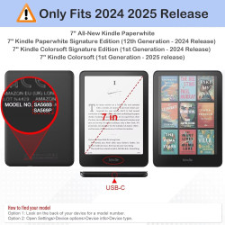 Fancity étui compatible avec kindle paperblanc (12e génération 2024) 7" et kindle colorsoft signature edition, étui en cuir pu s