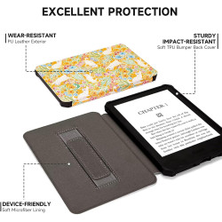 Fancity Étui pour Kindle 11^e^ génération version 2022 de 6", étui souple en cuir synthétique avec dragonne, fonction veille/rév