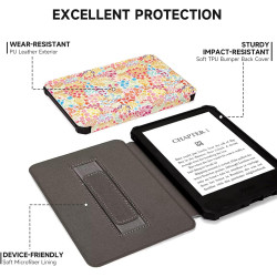 Fancity étui pour kindle paperblanc 6,8", coque souple avec dragonne, mise en veille/réveil automatique intelligente pour kindle