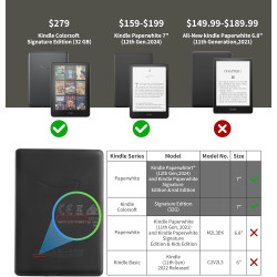 Kindle paperblanc 2024 étui de protection 7" (12ème génération) avec support et dragonne pour mise en veille/réveil automatique,