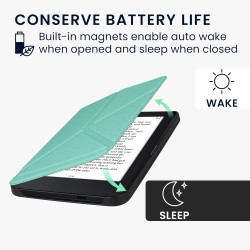 kwmobile Étui Compatible avec Kobo Clara 2E Coque - Étui à Rabat magnétique Tablette eReader Similicuir - Menthe glaciale