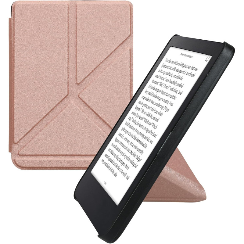 kwmobile Étui Compatible avec Kobo Clara 2E Coque - Étui à Rabat magnétique Tablette eReader Similicuir - Or Rose