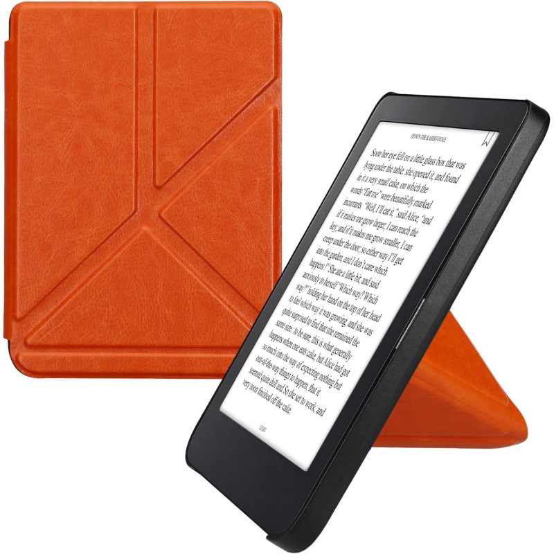 Kwmobile étui compatible avec kobo clara 2e coque - étui à rabat magnétique tablette ereader similicuir - orange