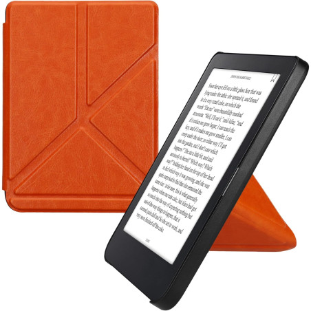 Kwmobile étui compatible avec kobo clara 2e coque - étui à rabat magnétique tablette ereader similicuir - orange