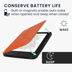 Kwmobile étui compatible avec kobo clara 2e coque - étui à rabat magnétique tablette ereader similicuir - orange