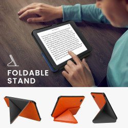 Kwmobile étui compatible avec kobo clara 2e coque - étui à rabat magnétique tablette ereader similicuir - orange