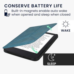 kwmobile Étui Compatible avec Kobo Clara 2E Coque - Étui à Rabat magnétique Tablette eReader Similicuir - pétrole