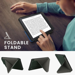 kwmobile Étui Compatible avec Kobo Clara 2E Coque - Étui à Rabat magnétique Tablette eReader Similicuir - Vert foncé