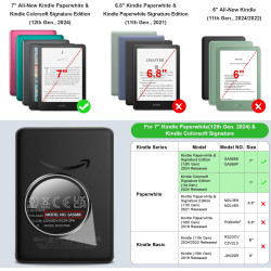 Fintie étui pour 7" kindle paperblanc (12e génération, 2024) et kindle colorsoft (1re génération, 2025/2024), coque arrière fine
