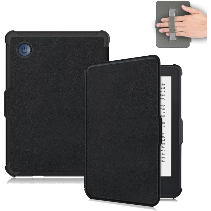 Housse Coque Ultra Fine pour Kobo Clara Colour/2E/BW - Étui Automatique Veille/Réveil avec Dragonne, Noir