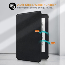 Housse Coque Ultra Fine pour Kobo Clara Colour/2E/BW - Étui Automatique Veille/Réveil avec Dragonne, Noir