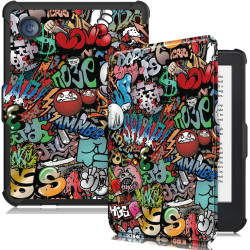 Ultra Fine Automatique Veille/Réveil Housse Coque pour Kobo Clara Colour/Kobo Clara 2E/Kobo Clara BW Étui avec Dragonne,Graffiti