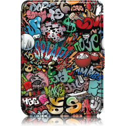 Ultra Fine Automatique Veille/Réveil Housse Coque pour Kobo Clara Colour/Kobo Clara 2E/Kobo Clara BW Étui avec Dragonne,Graffiti