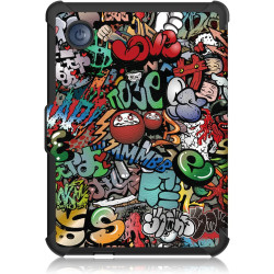 Ultra Fine Automatique Veille/Réveil Housse Coque pour Kobo Clara Colour/Kobo Clara 2E/Kobo Clara BW Étui avec Dragonne,Graffiti