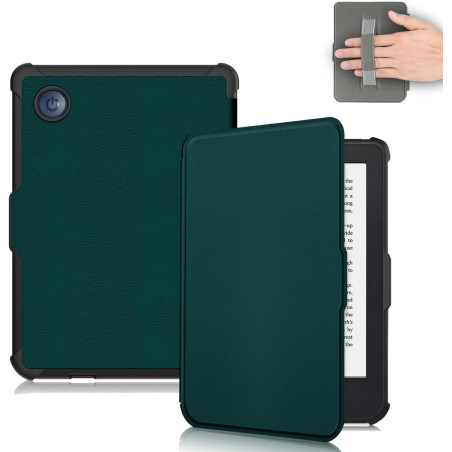 Ultra Fine Automatique Veille/Réveil Housse Coque pour Kobo Clara Colour/Kobo Clara 2E/Kobo Clara BW Étui avec Dragonne,Vert
