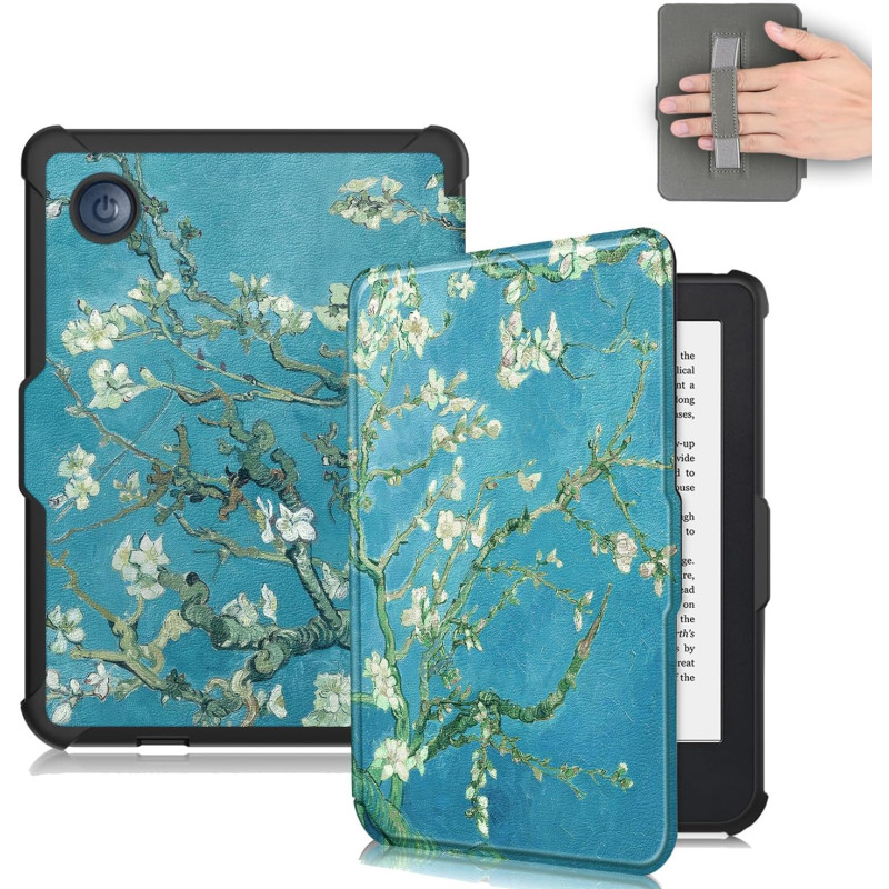 Ultra Fine Automatique Veille/Réveil Housse Coque pour Kobo Clara Colour/Kobo Clara 2E/Kobo Clara BW Étui avec Dragonne,Fleurs