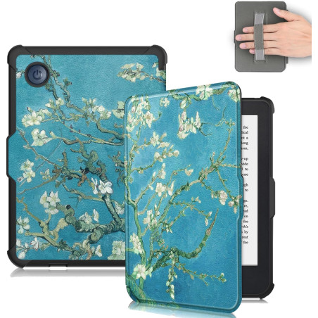 Ultra Fine Automatique Veille/Réveil Housse Coque pour Kobo Clara Colour/Kobo Clara 2E/Kobo Clara BW Étui avec Dragonne,Fleurs