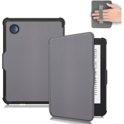 Housse Coque Ultra Fine pour Kobo Clara Colour/2E/BW - Étui Automatique Veille/Réveil avec Dragonne, Gris