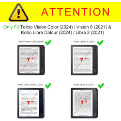 FINTIE Étui Compatible avec 7" Kobo Libra Colour 2024 / Kobo Libra 2 2021 (Modèle: N428 / N418), Housse Fine Légère Coque Arrièr