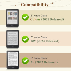 MoKo Étui pour Tolino Shine Color/Shine 5(2024)/4(2022) et Kobo Clara Colour/BW/2E 6", Coque Fine en PU avec Mise en Veille/Réve