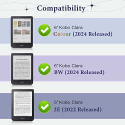 MoKo Étui pour Tolino Shine Color/Shine 5(2024)/4(2022) et Kobo Clara Colour/BW/2E 6",Coque Fine en PU avec Mise en Veille/Révei