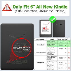 FINTIE Étui pour 6" Kindle (11e Génération, Modèle 2024/2022), Coque Fixation à Béquille Housse avec Fente pour Carte et Dragonn