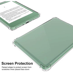 Coque pour Kindle 2024/2022 + [2 Pièces] Verre Trempé, [Antichoc] Souple Silicone Transparente Protection Étui, Ultra Mince [Ant