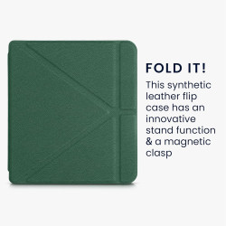 kwmobile Étui Compatible avec Kobo Libra 2 Coque - Étui à Rabat magnétique Tablette eReader Similicuir - Vert foncé